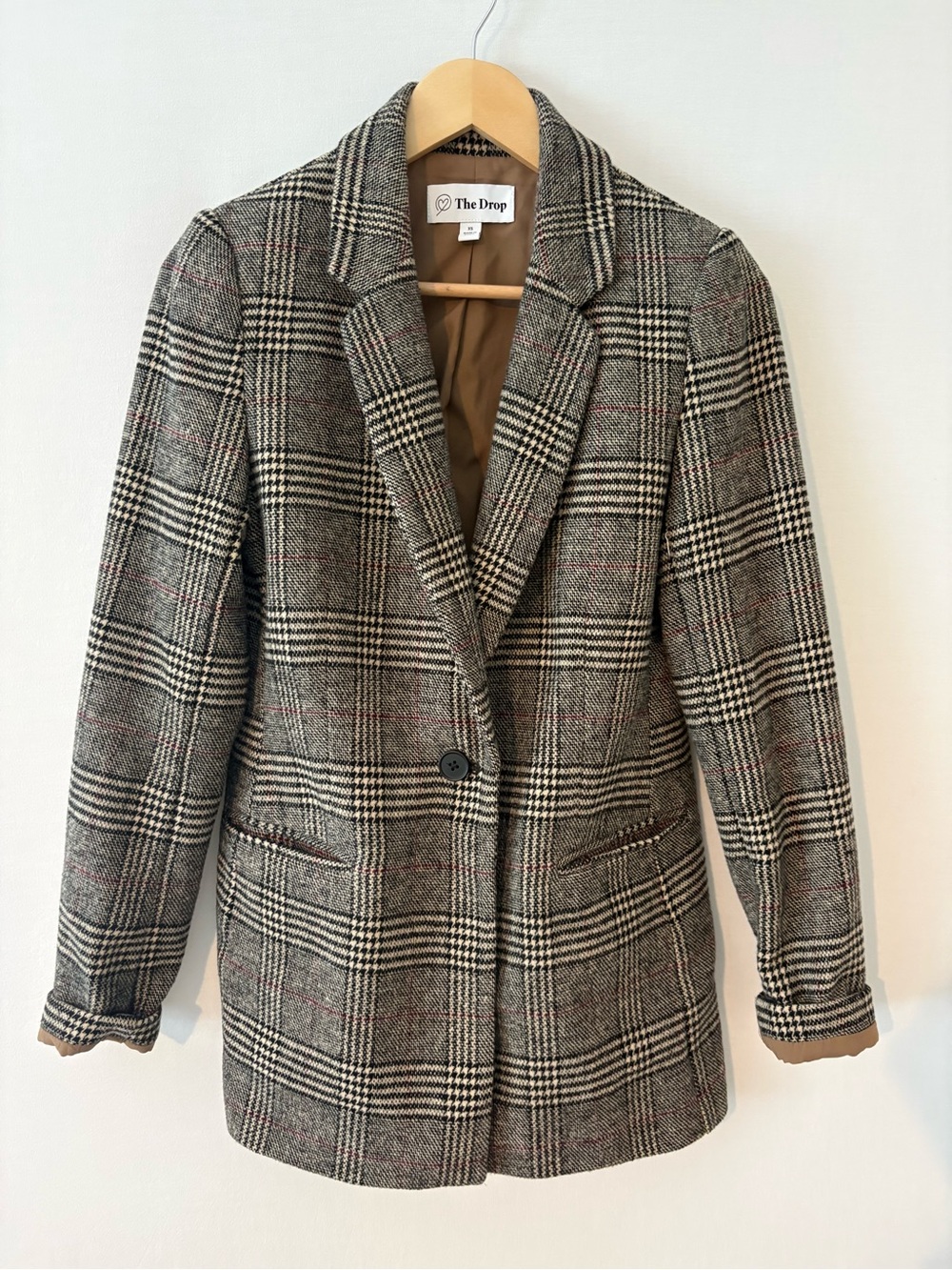 Women’s Plaid Herringbone Wool-Blend Single-Button Blazer in Brown
